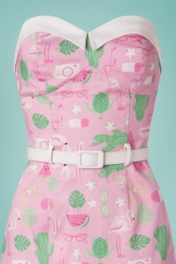 Collectif Clothing - Monica Summer Flamingo Pencil Dress Années 50 en Rose 3