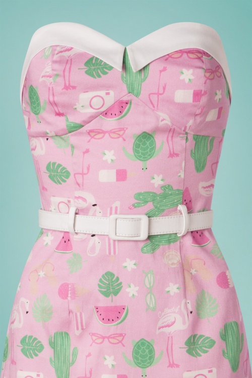 Collectif Clothing - Monica Sommer-Flamingo-Bleistiftkleid in Pink 3