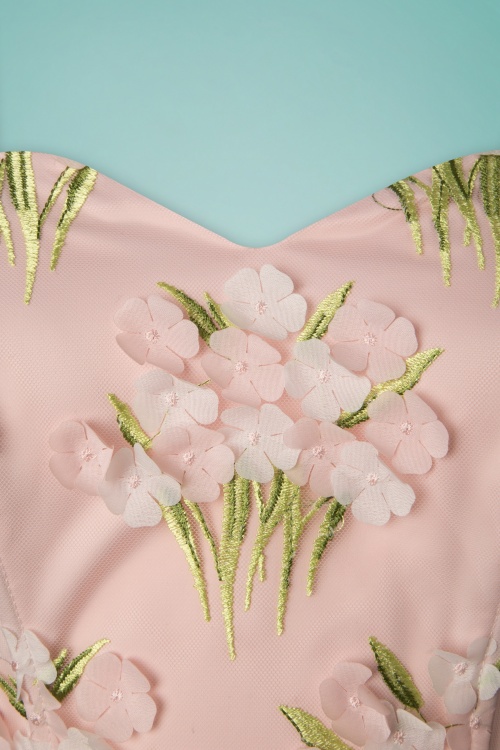 Collectif Clothing - Hillary Blossom Flower Swing-Kleid für besondere Anlässe in Rosa 5