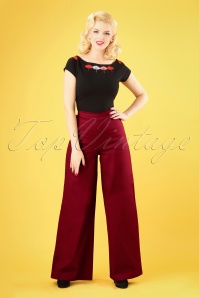 Collectif Clothing - 50s Opal Classic Trousers in Burgundy