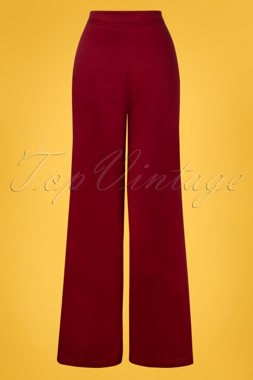 Collectif Clothing - 50s Opal Classic Trousers in Burgundy 3