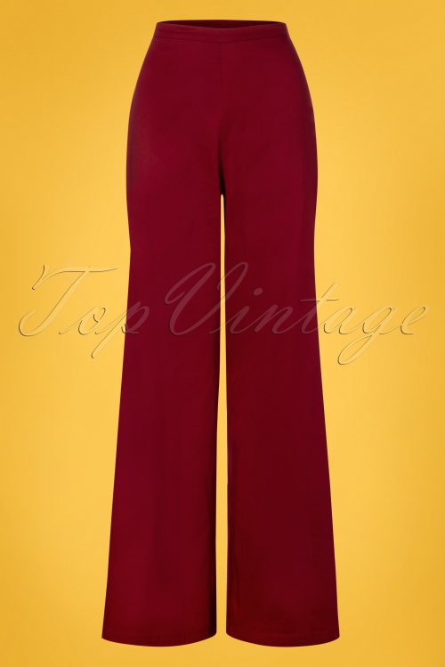 Collectif Clothing - 50s Opal Classic Trousers in Burgundy 2