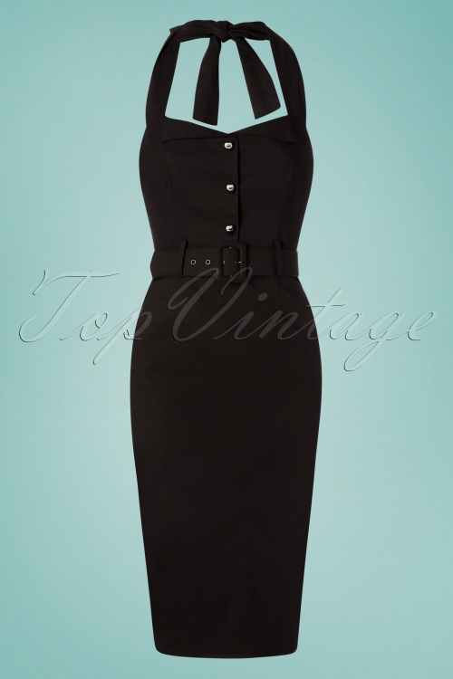 Collectif Clothing - 50s Wanda Pencil Dress in Black 2
