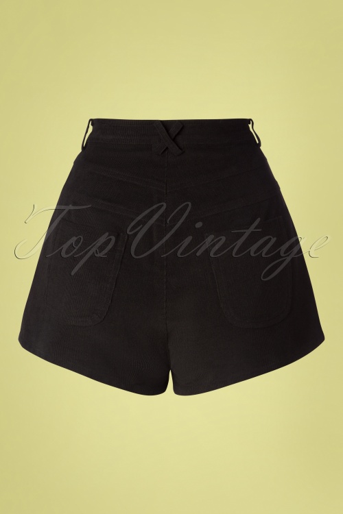 Bright and Beautiful - Madison Cord Shorts Années 70 en Noir 3