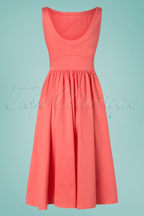 Collectif Clothing - 50s Nia Swing Dress in Peach 6