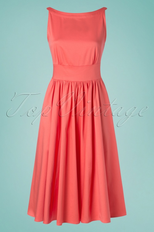Collectif Clothing - 50s Nia Swing Dress in Peach 2