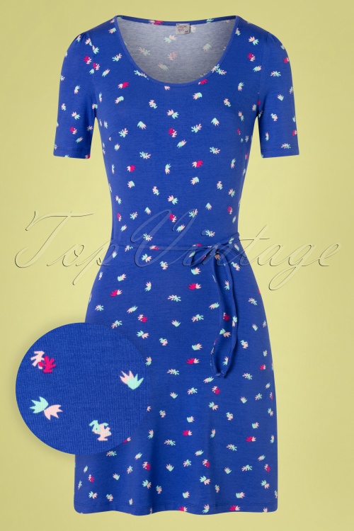 Wow To Go! - Britt Papercut A-Line Dress Années 60 en Bleu de Cobalt 2