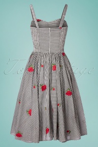 Unique Vintage - Golightly Gingham Roses Swing-Kleid in Schwarz und Weiß 7