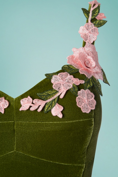 Collectif Clothing - Josie Occasion swingjurk in roze en groen 4