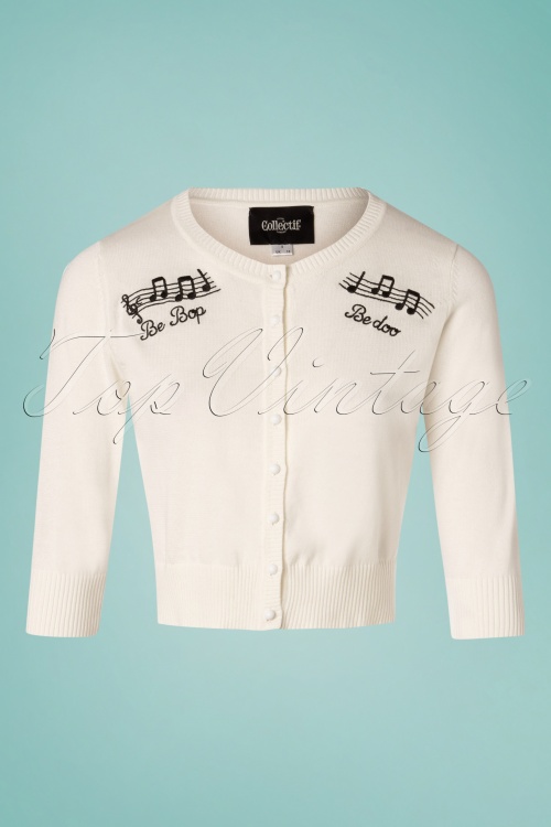 Collectif Clothing - 50s Lucy Be Bop Cardigan in Ivory 2