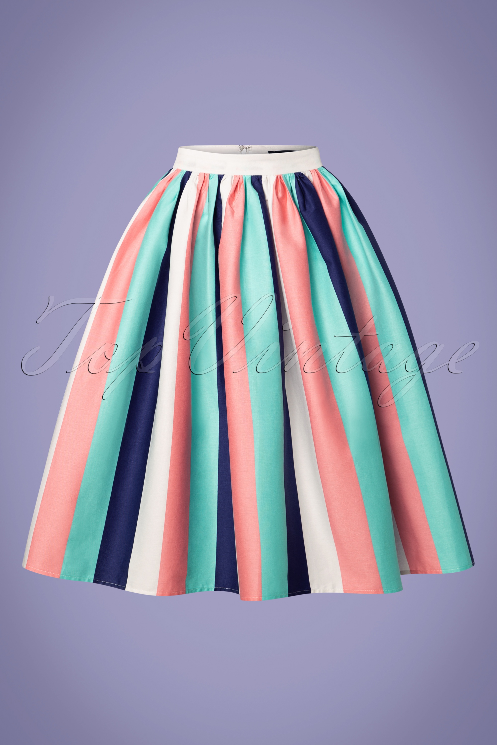 Collectif Clothing - Jasmine Seaside Stripes Swingrok in multi 2