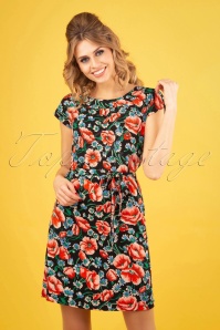 King Louie - 60s Shirley Floral Dress in Black