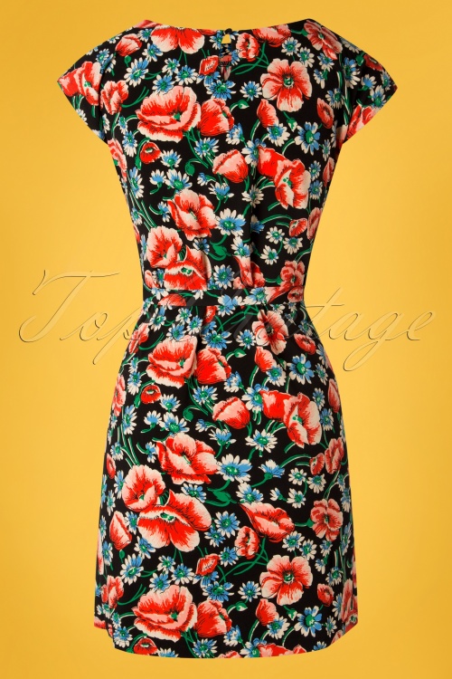King Louie - 60s Shirley Floral Dress in Black 5