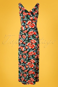 King Louie - 70s Ginger Flora Maxi Dress in Black 5