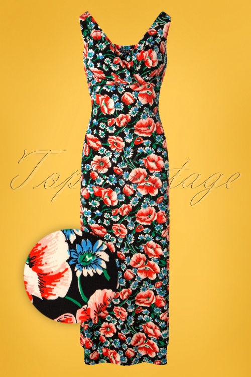 King Louie - 70s Ginger Flora Maxi Dress in Black 2