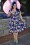 Layla Floral Cross Over Dress Années 50 en Bleu Roi