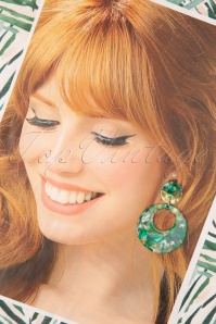 Collectif Clothing - 50s Eeva Hoop Earrings in Green 2