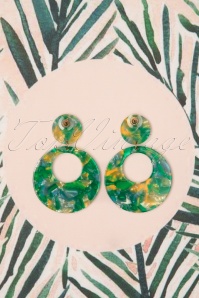 Collectif Clothing - Eeva Hoop Earrings Années 50 en Vert 3