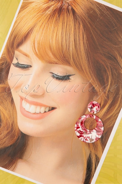 Collectif Clothing - Eeva Hoop Earrings Années 50 en Rouge 2