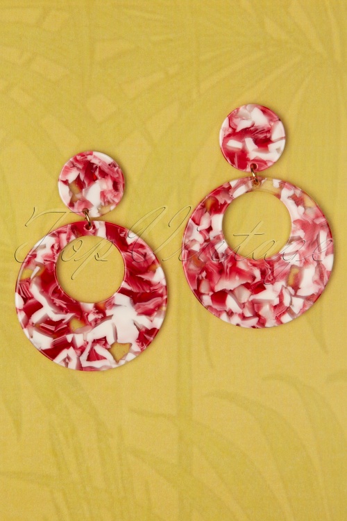 Collectif Clothing - Eeva Hoop Earrings Années 50 en Rouge