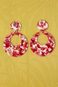 Collectif Clothing - Eeva Hoop Earrings Années 50 en Rouge 3