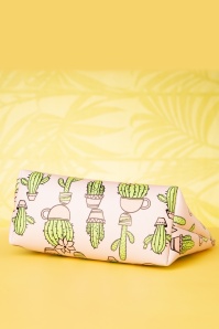 Collectif Clothing - 60s Cacti Party Make Up Pouch in Pink 5