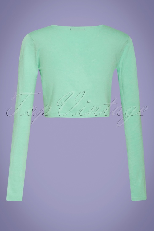 Smashed Lemon - 50s Carrie Cropped Cardigan in Mint 2