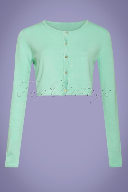 Smashed Lemon - 50s Carrie Cropped Cardigan in Mint