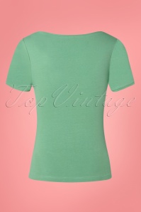 Collectif Clothing - Roberta Plain T-Shirt Années 50 en Vert Antique 2