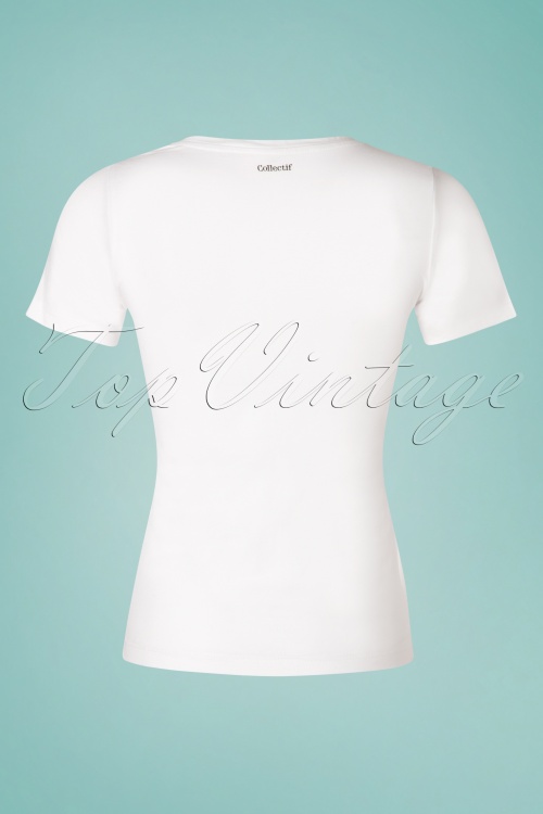 Collectif Clothing - Rainbow Love T-Shirt Années 50 en Blanc 2