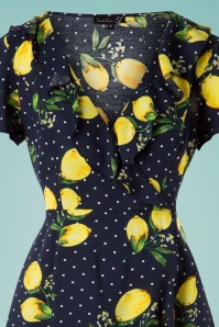 Smashed Lemon - Lia Lemon Dress Années 60 en Bleu Marine 3