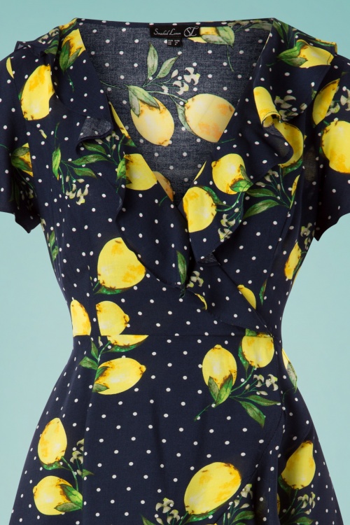 Smashed Lemon - Lia Lemon Dress Années 60 en Bleu Marine 3