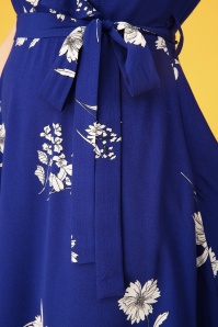Smashed Lemon - 60s Feline Floral Dress in Cobalt 4