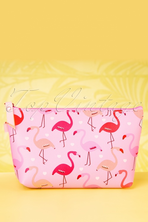 Collectif Clothing - 50s Flamingo Parade Make Up Pouch 2