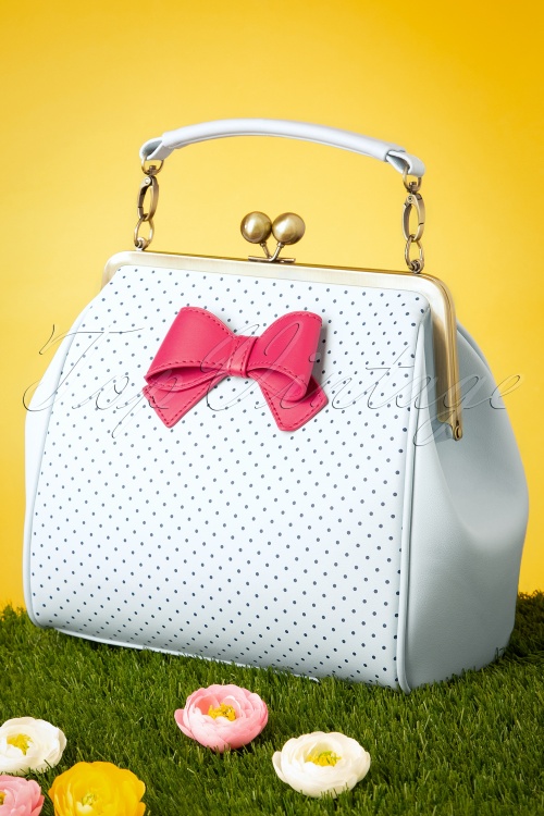 Lola Ramona ♥ Topvintage - Mindy Spot The Dots Handbag Années 50 en Bleu Ciel