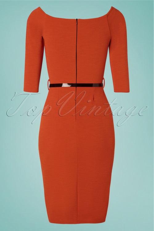Vintage Chic for Topvintage - Neila Pencil Dress Années 50 en Orange Cannelle 5