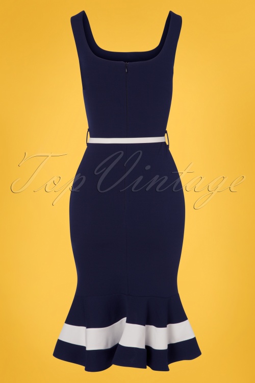 Vintage Chic for Topvintage - Mia Bleistiftkleid in Marineblau 5