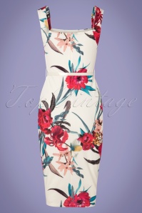 Vintage Chic for Topvintage - Lara Floral Pencil Dress Années 50 en Blanc 5