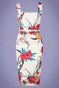 Vintage Chic for Topvintage - Lara Bleistiftkleid mit Blumenmuster in Weiß 2