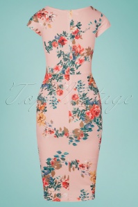 Vintage Chic for Topvintage - 50s Ruby Bouquet Pencil Dress in Pink 5