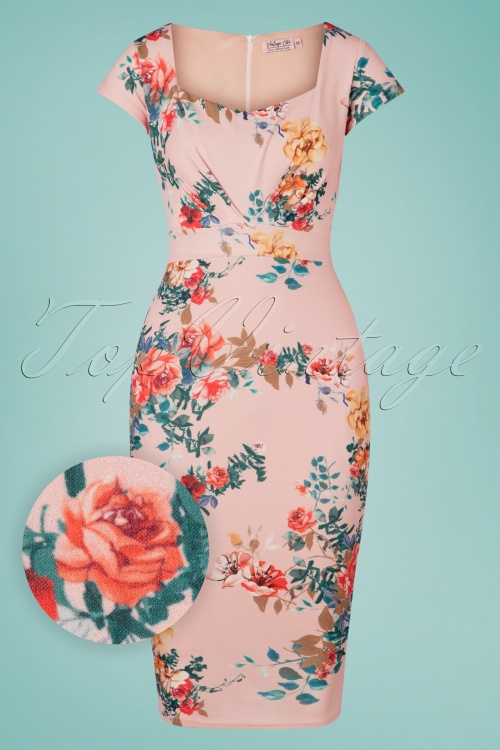 Vintage Chic for Topvintage - Ruby Bouquet penciljurk in roze 2