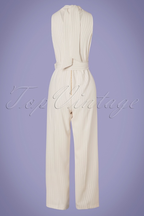 Closet London - 70s Maisie Stripes Jumpsuit in Ivory White 3