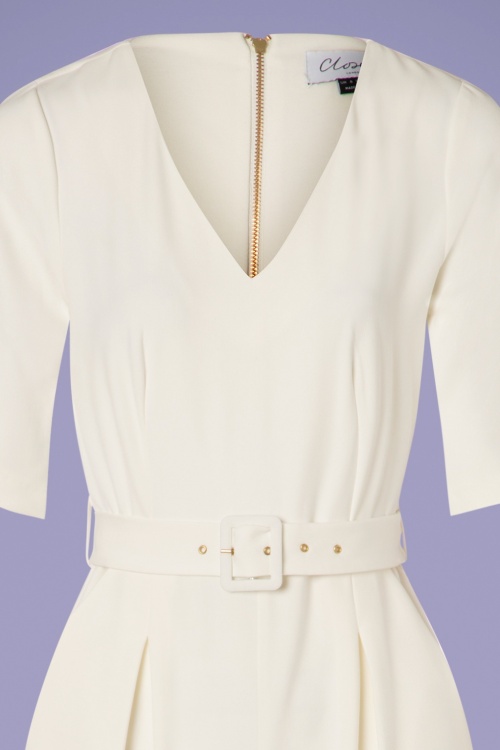 Closet London - 60s Darcy Jumpsuit in Ivory White 2