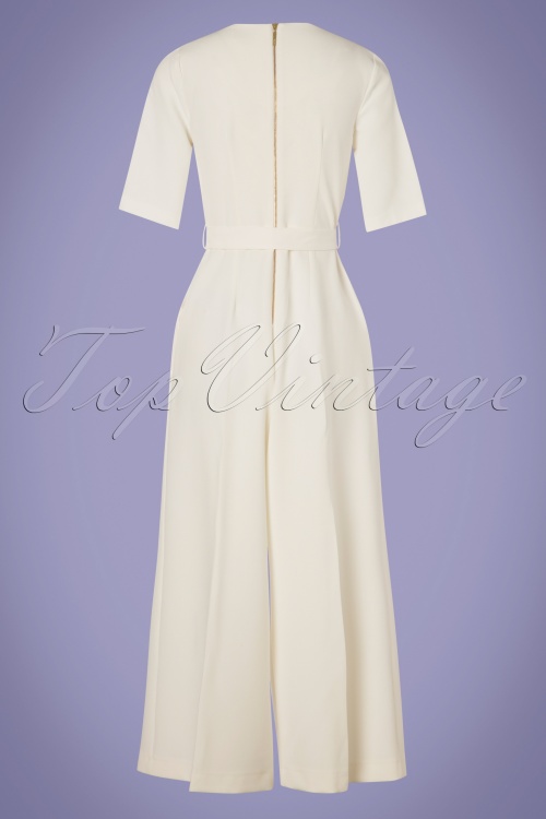 Closet London - 60s Darcy Jumpsuit in Ivory White 4