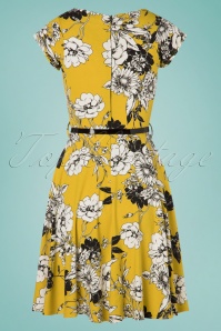 Topvintage Boutique Collection - Kylie Swingjurk met bloemen in mosterd 5