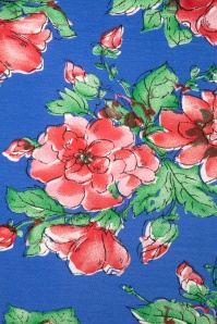 Topvintage Boutique Collection - Beau Floral Pencil Dress Années 50 en Bleu 5