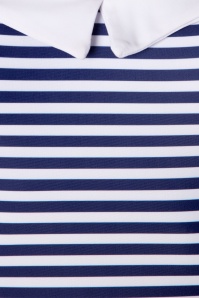 Pussy Deluxe - Maritim Collar Stripes Swimsuit Années 50 en Bleu Marine et Blanc 7