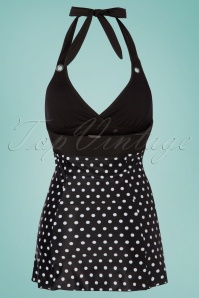 Pussy Deluxe - 50s Mixed Dotties Triangle Swimsuit in Black 4