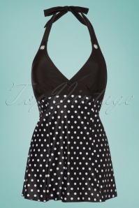 Pussy Deluxe - 50s Mixed Dotties Triangle Swimsuit in Black 2