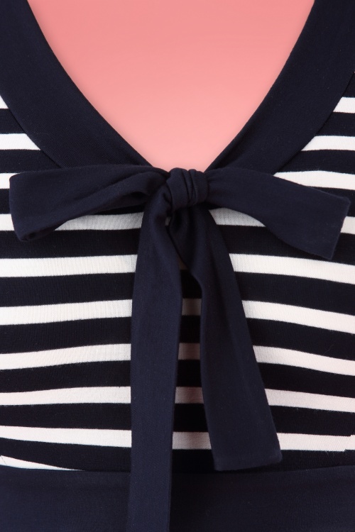 Topvintage Boutique Collection - Malia Stripes Dress Années 50 en Bleu Marine et Blanc 3